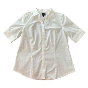 Talbots White Wrinkle Resistant Short Sleeve Button Down Shirt Size 4